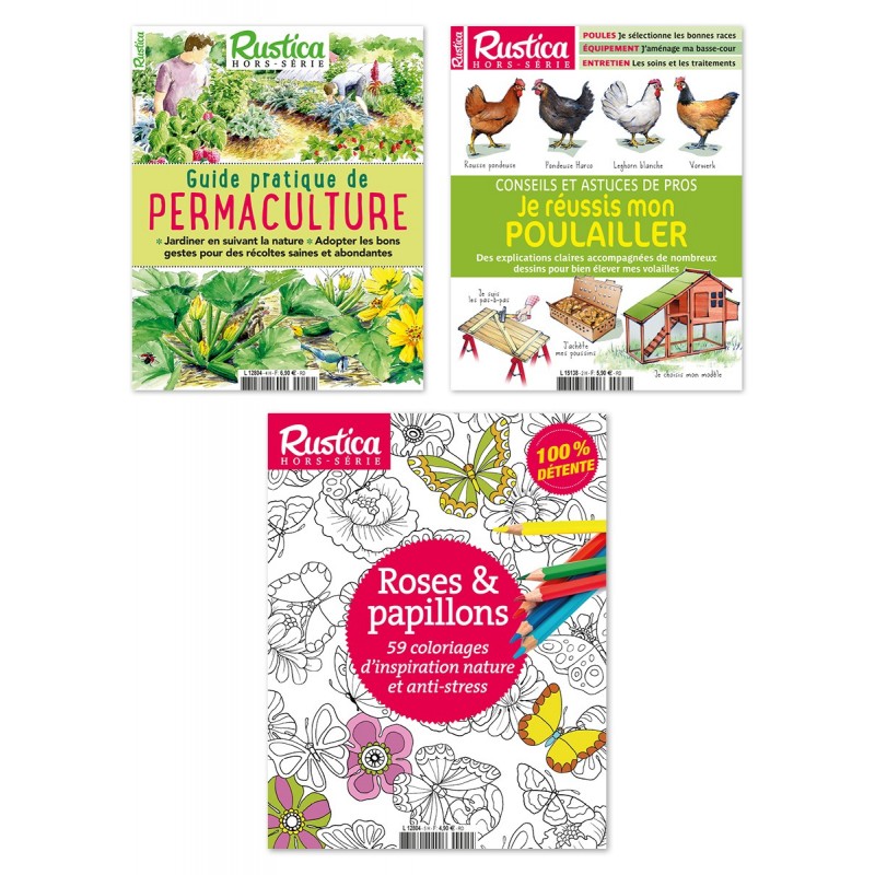 Pack "Nature" : Coloriages Roses et Papillons + Permaculture + Poulailler Pack "Nature" : Coloriages Roses et Papillons + Permaculture + Poulailler