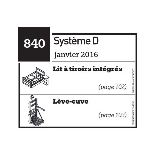 Lit à tiroirs intégrés - Lève-cuve - Plan envoyé par courrier au format papier