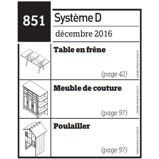 Table en frêne + Meuble de couture + Poulailler - Plan envoyé par courrier au format papier Table en frêne + Meuble de couture + Poulailler - Plan envoyé par courrier au format papier