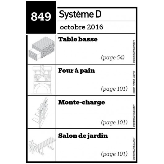 Table basse + Four à pain + Monte-charge + Salon de jardin - Plan envoyé par courrier au format papier