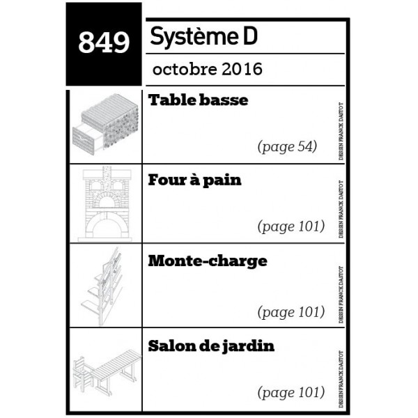 Table basse + Four à pain + Monte-charge + Salon de jardin - Plan envoyé par courrier au format papier