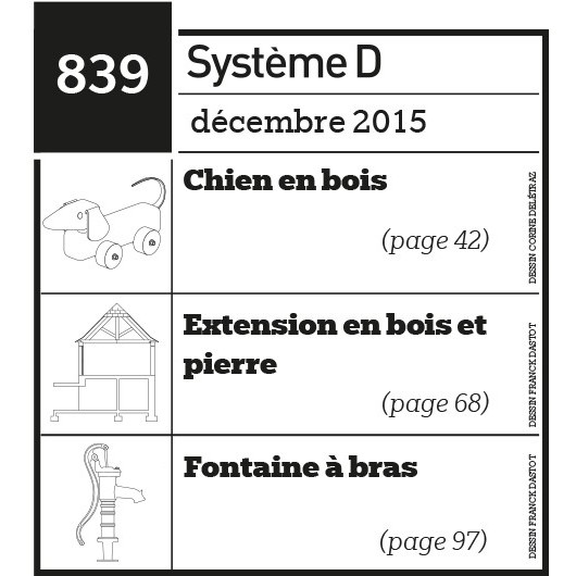 Chien en bois - Extension en bois et pierre - Fontaine à bras - Plan envoyé par courrier au format papier