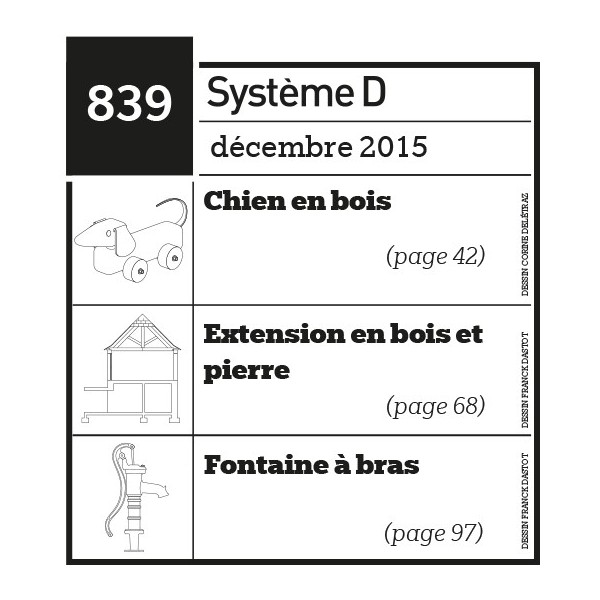 Chien en bois - Extension en bois et pierre - Fontaine à bras - Plan envoyé par courrier au format papier