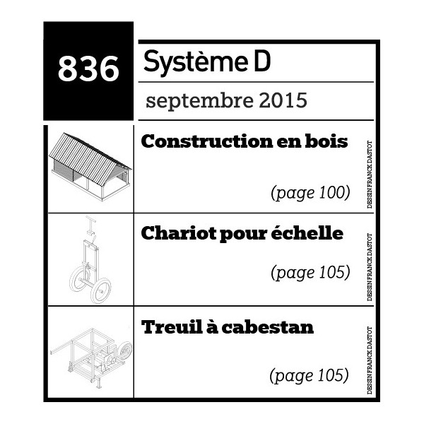 Construction en bois - Chariot pour échelle - Treuil à cabestan - Plan envoyé par courrier au format papier