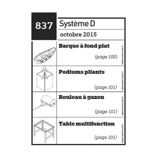 Barque à fond plat - Podiums pliants - Rouleau à gazon - Table multifonction - Plan envoyé par courrier au format papier