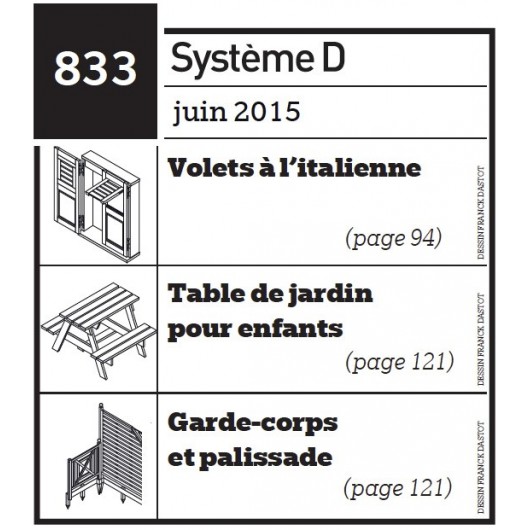 Volets à l'italienne - Table de jardin pour enfants - garde-corps et palissade - Plan envoyé par courrier au format papier Volets à l'italienne - Table de jardin pour enfants - garde-corps et palissade - Plan envoyé par courrier au format papier