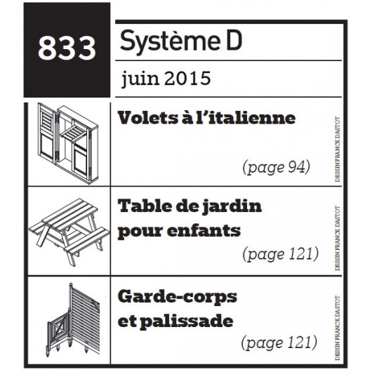 Volets à l'italienne -  Table de jardin pour enfants - garde-corps et palissade - Plan envoyé par courrier au format papier